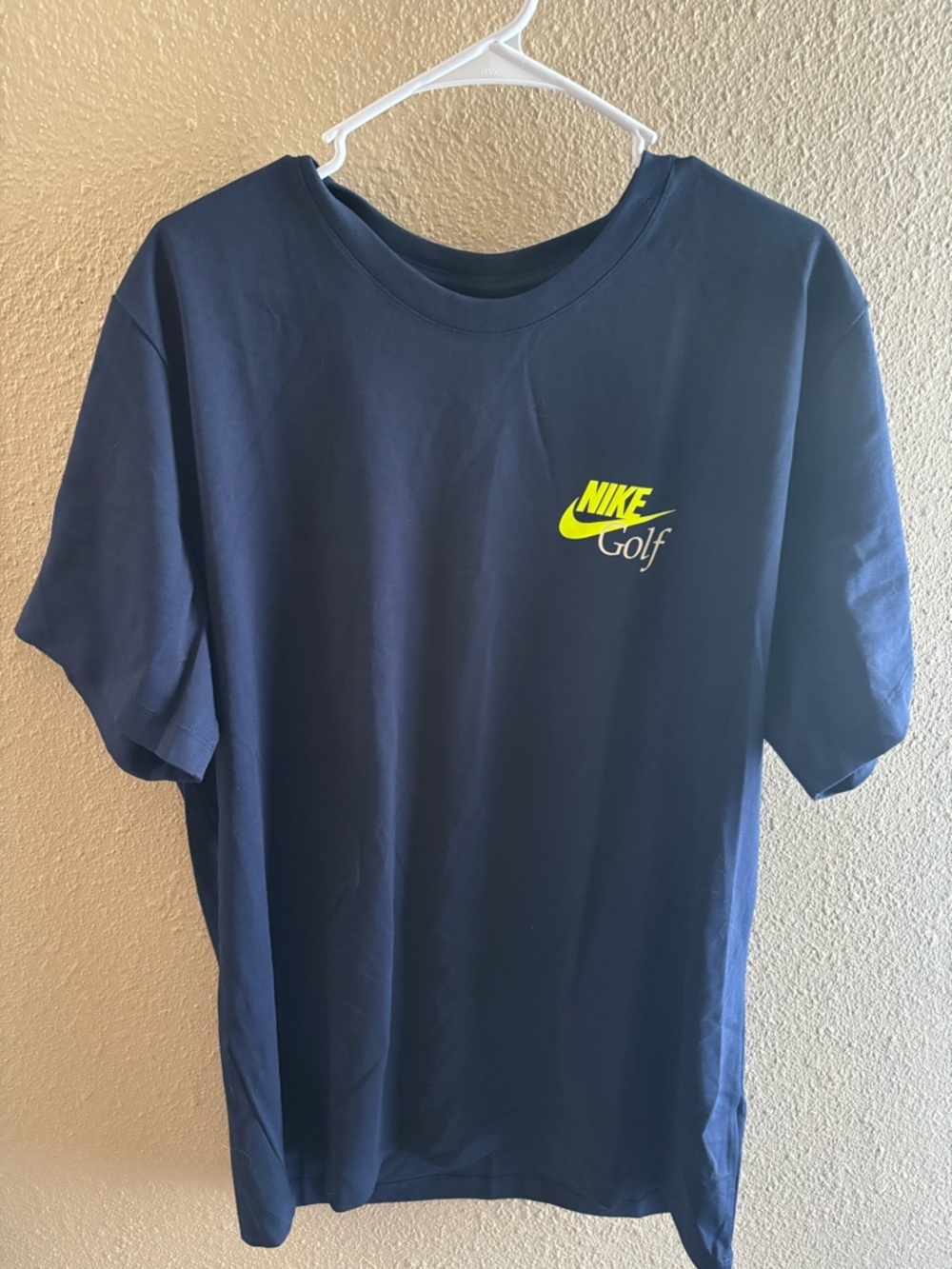 Nike Navy T-shirt with Neon Green Tag Detail